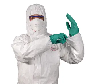 Tipo 5/6 Descartável respirável tyvek equivalência tecido Chemical Protective suits