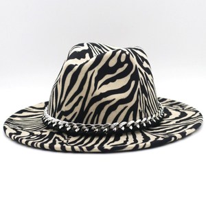 Mô hình ngựa vằn len dây chuyền bạc len Đầu Mũ phụ nữ sombrero de fieltro mujer rộng vành cảm thấy Panama <span class=keywords><strong>Hat</strong></span> - Product Image 5