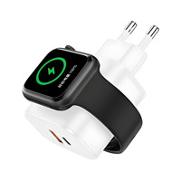 Chargeur mural 3 en 1 GaN 65W, chargeur sans fil pour montre, USB Type-C QC3.0/PD, chargeur rapide pour smartphone, tablette, ordinateur portable, voyage portable
