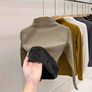 Women's High Neck Fleece Lined Knit <b>Top</b> Full Sleeve Slim Fit Warm Autumn Winter Base <b>Layer</b> Soft Thick Shirt - Product Image 4