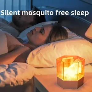 Lampe de table en pierre de sel de l'Himalaya naturelle, lampe à lave, veilleuse LED d'ambiance en cristal, prise USB, décoration de chambre, cadeau, lampe de méditation - Product Image 5