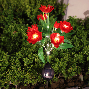 Solar Garden <b>Lights</b> <b>LED</b> Flower Solar Powered Outdoor Waterproof Decorative Plant <b>Light</b> for Yard Patio Landscape - Product Image 5