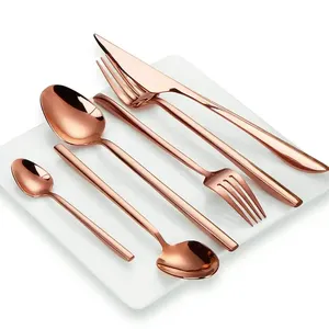 18/8 Hotel Aço Inoxidável Alta Qualidade Talheres Talheres Set Forjado Rose Gold Talheres