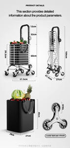 Jielai troli belanja portabel, keranjang belanja dapat dilipat gaya roda mendaki bahan Aloi aluminium pegangan dapat disesuaikan - Product Image 4