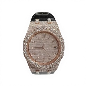 Montre-bracelet pour homme en acier inoxydable avec diamants Moissanite, cadran numérique, design de luxe fait main, entièrement sertie, résistante à l'eau 10 bars - Product Image 1