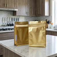 MOQ 5000 pièces Sacs en Mylar noir mat en plastique, pochettes verticales en aluminium avec fermeture éclair pour snacks et aliments, avec fenêtre transparente