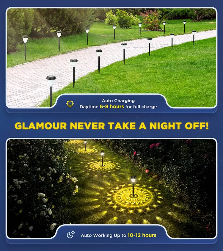 Luci da giardino Ultra luminose da esterno fino a 12H Auto On/Off impermeabili a energia solare luci da giardino cortile decorazione del prato