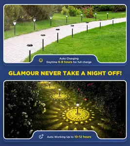 Ультра яркие наружные садовые светильники до 12 ч автоматическое вкл./выключаемые водонепроницаемые садовые светильники на солнечных батареях, садовые дорожки для украшения газона