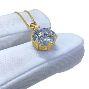 จี้เพชรโมอิสซาไนต์ทรงกลมเจียระไนแบบ VVS ขายส่งจากโรงงาน สร้อยคอทอง 14k ชุบทองสำหรับผู้หญิง - Product Image 2