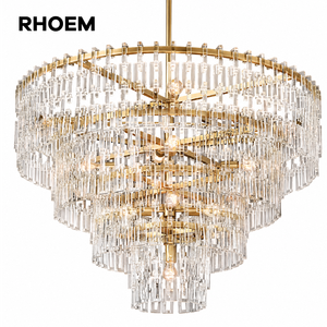 Lustre rond à étages RHOEM RH Marignan, lustre en cristal pour salon, villa, escalier, lampes de luxe, décoration intérieure - Product Image 1