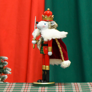 RTS 35.5cm bằng gỗ Chuột Vua áo choàng nutcracker Búp bê trang trí vẽ tay thân thiện với môi trang trí Giáng sinh - Product Image 4