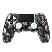 Crâne Camouflage Camo Silicone manchon souple housse de protection pour PS4 Pro contrôleur mince haute qualité livraison rapide