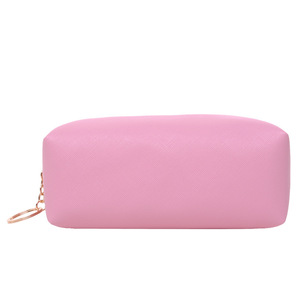 Large Capacity Minimalist <b>Makeup</b> Bag Light Pink Zipper Closure Portable Cosmetic <b>Case</b> For Women Everyday Use - Product Image 2