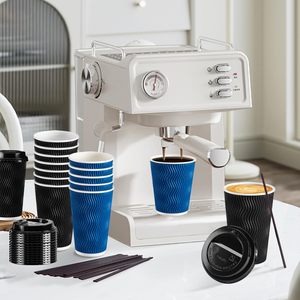 Vasos de Café Desechables Ecológicos de Papel Kraft Ondulado de 16 oz con Impresión Personalizada para Llevar, Vasos de 12 oz con Tapas - Product Image 4