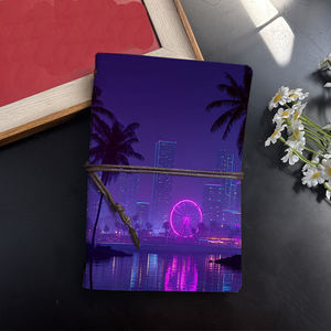 Cuaderno Vintage A6 con cierre de corbata 80 hojas de papel extraíble Regalo perfecto para notas de reunión del cliente con palmeras Ferris - Product Image 2