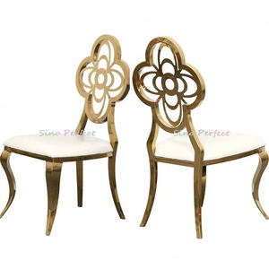 Fashion Style Gold <b>White</b> Stainless Steel Metal Banquet Events Wedding <b>Chairs</b> Leather Dining <b>Chair</b> - Product Image 1