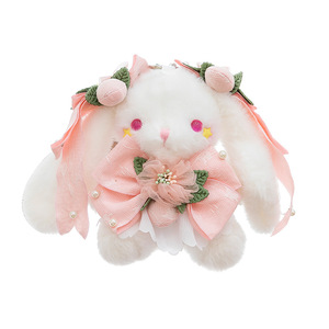 Portachiavi con Coniglio Lolita Gotico in Peluche, Ciondolo a Forma di Coniglio Diavoletto in Pizzo, Charm Anime per Borsa, Decorazione per Zaino Cosplay, Giocattolo di Peluche OEM - Product Image 1