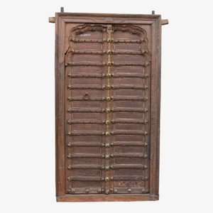 Haswani Handicrafts - Marco de Puerta Antiguo de Madera de Shekhawati, Puerta de Madera Maciza Tallada a Mano de Estilo Rústico para Interiores Comerciales de Hoteles - Product Image 1