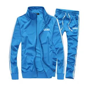 Fitted Joggers Sweat suit 2-teiliger Custom Herren Sport Jogging Full Zipper Suits Plain Polyester Trainings anzug für Herren