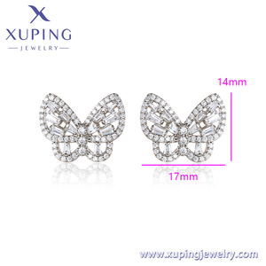 X000704331 Pendientes de Botón de Mariposa de Moda de la Marca XUPING, Pendientes de Botón Elegantes y Sencillos Multicolores para Mujer, Joyería de Lujo para Uso Diario - Product Image 2