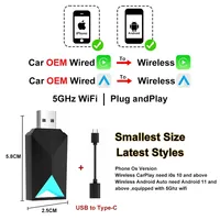 2025 5G WIFI Carplay USB Android Auto GPS 2in1 Dongle intelligent pour iPhone VW Volvo Benz MG Kia Chery