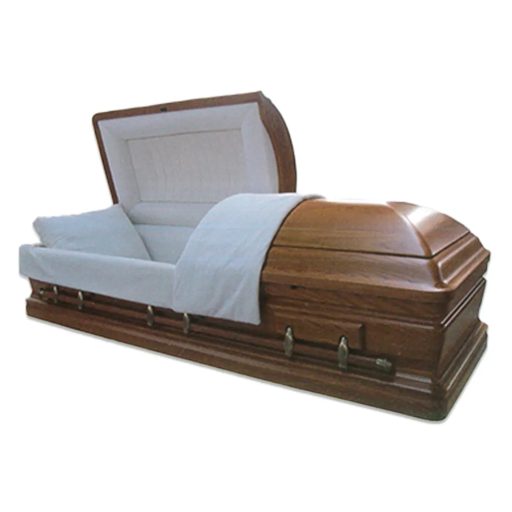 Mezzo coperchio funerario in tinta unita in rovere massiccio scrigno in velluto mandorla volta funeraria Combo letto in legno mezzo pullman scrigno cremazione e bara