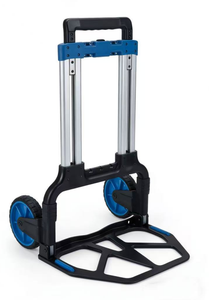 Carretilla de Mano Telescópica Plegable Industrial de Aleación de Aluminio con 2 Ruedas, Carro de Plataforma con Recubrimiento en Polvo Azul y Mango Extensible para Carga - Product Image 4