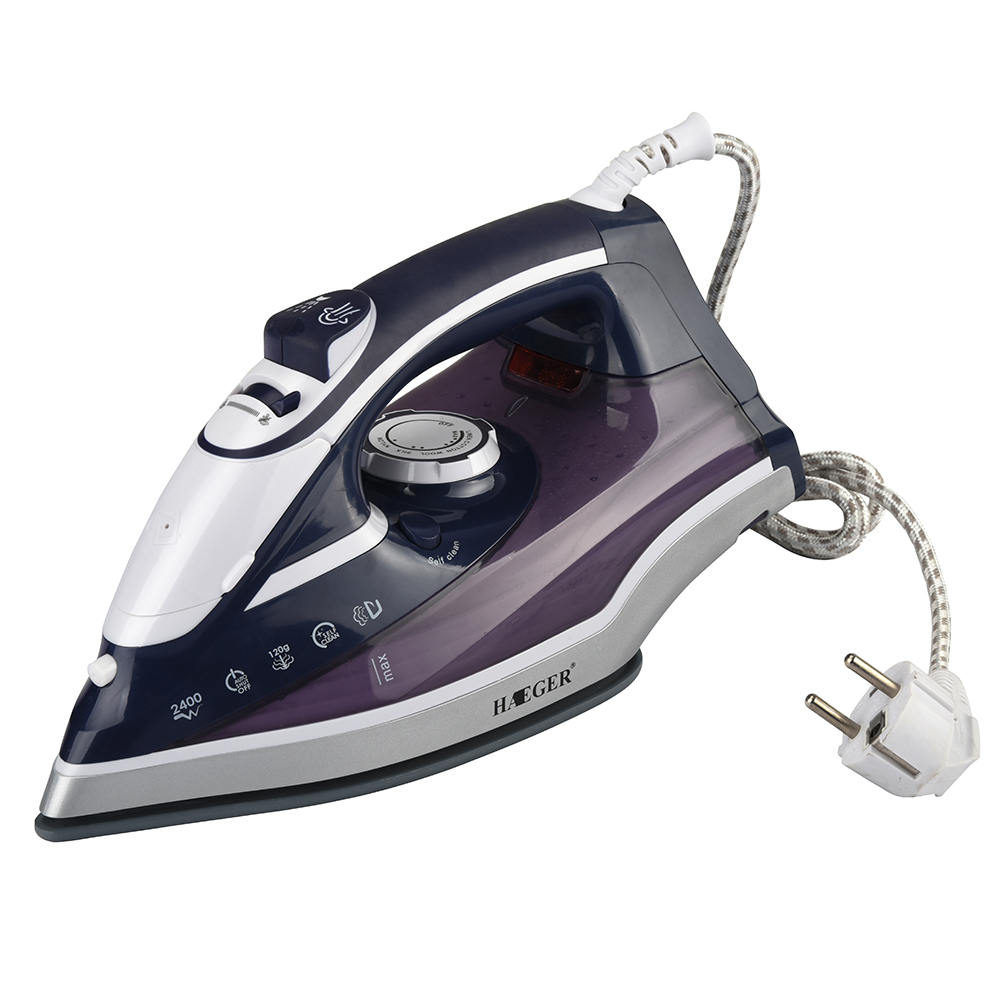 HAEGER горячая Распродажа Китай Заводская цена 2400 Вт антипригарная подошва Электрический паровой утюг для одежды с CE
