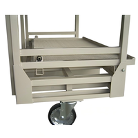 Chariot d'entrepôt métallique personnalisé à étagères multi-niveaux en maille, chariot de transport logistique avec roulettes pour la manutention de marchandises et colis