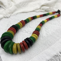 Collar de Cuentas Rasta de Madera, Joyería Tribal Étnica Hecha a Mano para Mujeres Africanas