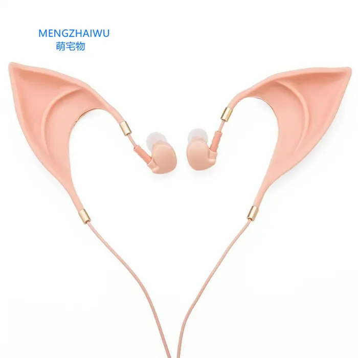 Auriculares con cable y orejas de elfo para niñas, audífonos con cable y diseño bidimensional de dibujos animados