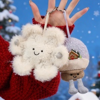 Globe à neige musical en peluche avec flocon de neige amusant pour Noël, décoration de Noël, cadeau de vacances, jouet en peluche