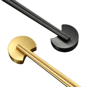 高品质新设计月亮形状不锈钢彩色勺子叉筷子架筷子架