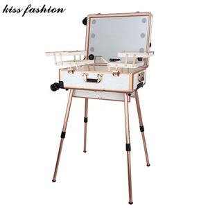 <span class=keywords><strong>Valigia</strong></span> per <span class=keywords><strong>trucco</strong></span> con luci integrate e 3 colori chiari e ruote omnidirezionali organizzatore cosmetico da viaggio rotante illuminato - Product Image 2