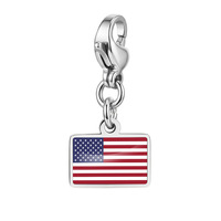Pendentif drapeau national en acier inoxydable avec fermoir mousqueton pour bracelet, collier, accessoires de décoration et cadeaux faits main DIY