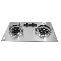Table de cuisson à gaz commerciale à 2 brûleurs avec allumage électronique et surface en acier inoxydable, haute puissance, pour usage hôtelier