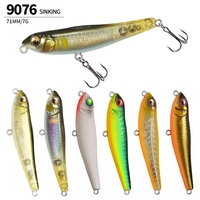 Umpan Pancing Buatan 7.1cm 7g 8 Warna, Umpan Pensil Keras Tenggelam Bahan ABS Dengan Mata 3D, Bola Bunyi, dan Kail Treble