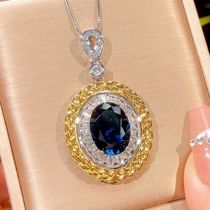 Factory Wholesale 12*16-10*12mm <b>Red</b> Blue Zircon Vintage Trendy Eco-friendly Copper Women Fashion Tow <b>Tone</b> Jewelry Set - Product Image 5