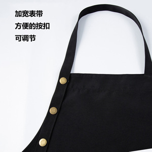 Japanese Style Canvas <b>Apron</b> Solid Color Adjustable Waist For Kitchen Restaurant Hairdresser Bakery Coffee Shop Use - Product Image 1