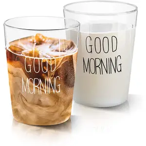 בוקר טוב כוסות זכוכית גראום מצחיק כוסות קפה מזכוכית מגניב חידוש ספלי תה כוסות קפה לנשים גברים
