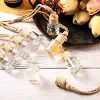 8ml vide rond bouchon en bois mini désodorisant huile essentielle parfum bouteille en verre voiture suspendu diffuseur bouteille