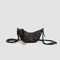 Bolso Bandolera Retro de Mujer con Estampado de Leopardo, Otoño/Invierno 2026, de Poliéster con Cremallera, Correa Única, a la Moda y Combinable con Todo
