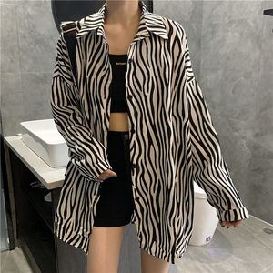 Women Zebra Print Shirt Long Sleeve Mid Length Loose Fit Sun Protection Upf 50 Lightweight Jacket - Product Image 1