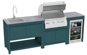 Tavolo da Esterno con Ripiani, Porte Standard, <span class=keywords><strong>Barbecue</strong></span> su Isola, Mobili e Elettrodomestici per Cucina Esterna - Product Image 2