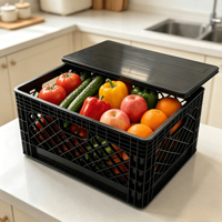 Caisse de transport empilable ventilée en plastique solide de 24 litres, robuste, pour boissons, fruits et légumes