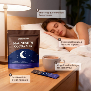 LIFEWORTH Süper Besin Uyku Kakao Tozu - Sakinlik, Uyku ve Uzun Ömür Desteği için 10 Mantar ve Magnezyum Glisinat Karışımı - Product Image 2