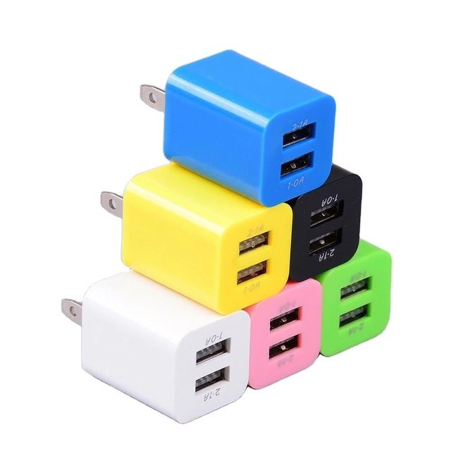 5V 2.1A US Plug USB Charging Dual Port Power Adapter Home Travel Block Wall Charger for Smart Phone