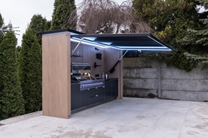 Cuisine extérieure personnalisée noire/grise pour <span class=keywords><strong>jardin</strong></span>/terrasse avec porte, résistante aux intempéries, en acier inoxydable 304, avec <span class=keywords><strong>abri</strong></span> - Product Image 4