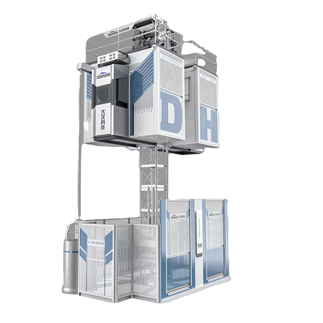 DAHAN Export SC200/200 Double Cages Construction Hoist 2T 2000KG 250m Max Height PLC Motor Core Components 2x3x11kW