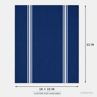 Servilleta de Bistro Azul Rey con Rayas Invertidas 18x22 240GSM, Teñida con Hilo, Poliéster Hilado, Hecha a Mano, Reutilizable, para Restaurantes, Hoteles y Uso Comercial
